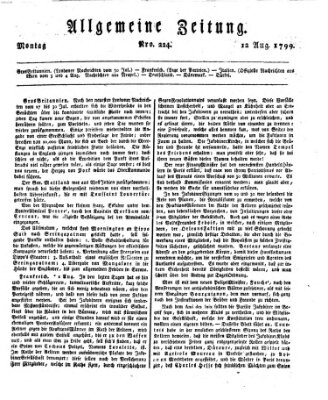 Allgemeine Zeitung Montag 12. August 1799