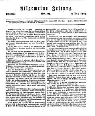 Allgemeine Zeitung Dienstag 13. August 1799