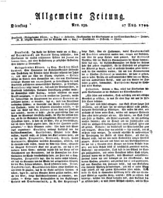 Allgemeine Zeitung Dienstag 27. August 1799