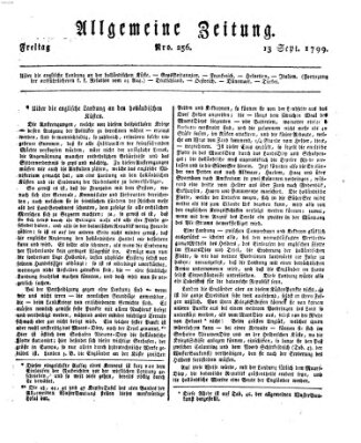 Allgemeine Zeitung Freitag 13. September 1799