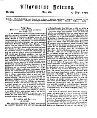 Allgemeine Zeitung Montag 23. September 1799