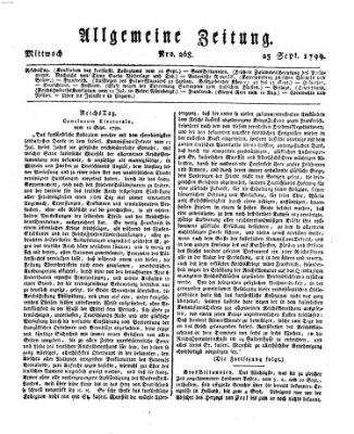 Allgemeine Zeitung Mittwoch 25. September 1799