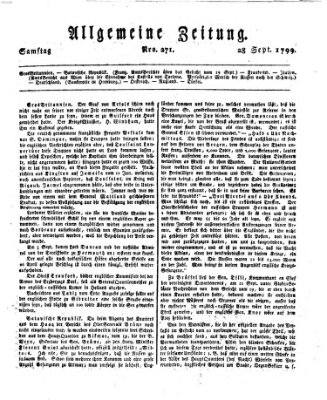 Allgemeine Zeitung Samstag 28. September 1799