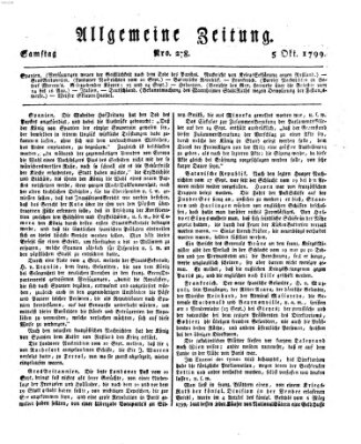 Allgemeine Zeitung Samstag 5. Oktober 1799