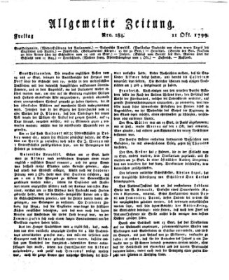 Allgemeine Zeitung Freitag 11. Oktober 1799