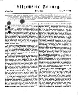 Allgemeine Zeitung Samstag 12. Oktober 1799