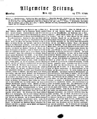 Allgemeine Zeitung Montag 14. Oktober 1799