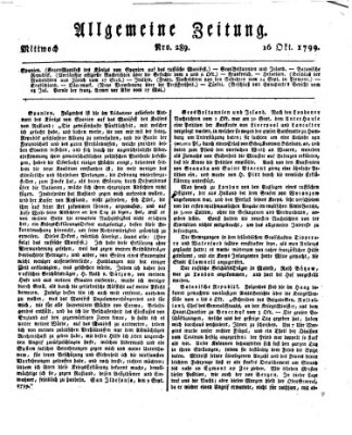 Allgemeine Zeitung Mittwoch 16. Oktober 1799