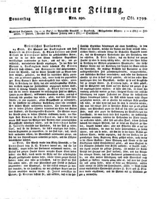 Allgemeine Zeitung Donnerstag 17. Oktober 1799