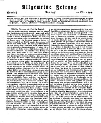 Allgemeine Zeitung Sonntag 20. Oktober 1799