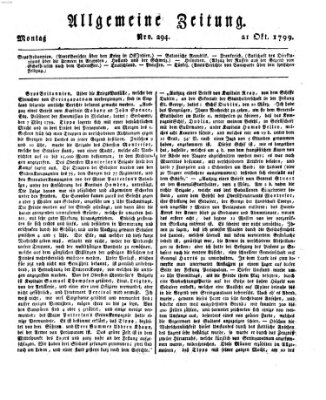 Allgemeine Zeitung Montag 21. Oktober 1799