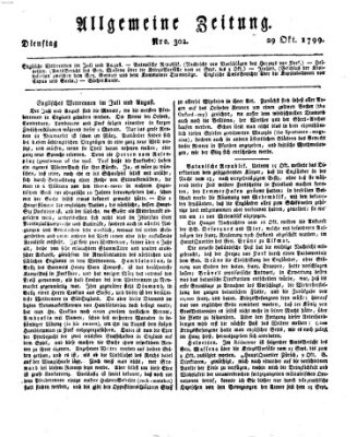 Allgemeine Zeitung Dienstag 29. Oktober 1799