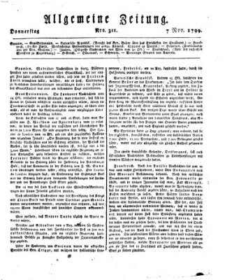 Allgemeine Zeitung Donnerstag 7. November 1799