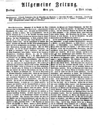 Allgemeine Zeitung Freitag 8. November 1799