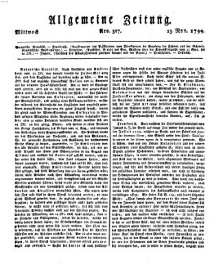 Allgemeine Zeitung Mittwoch 13. November 1799