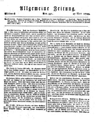 Allgemeine Zeitung Mittwoch 27. November 1799