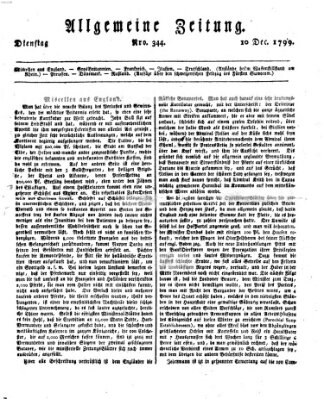 Allgemeine Zeitung Dienstag 10. Dezember 1799