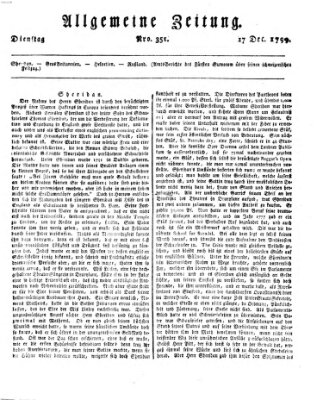 Allgemeine Zeitung Dienstag 17. Dezember 1799