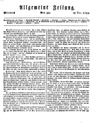 Allgemeine Zeitung Mittwoch 18. Dezember 1799