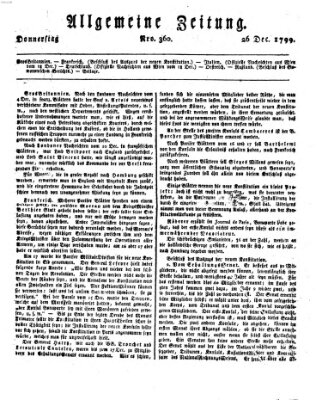 Allgemeine Zeitung Donnerstag 26. Dezember 1799