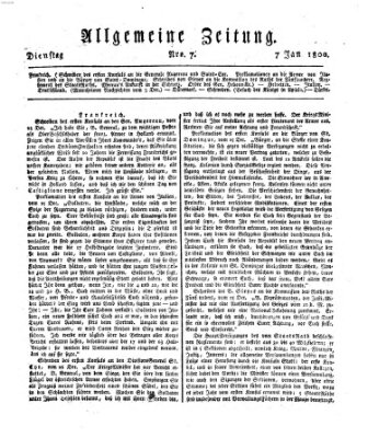 Allgemeine Zeitung Dienstag 7. Januar 1800