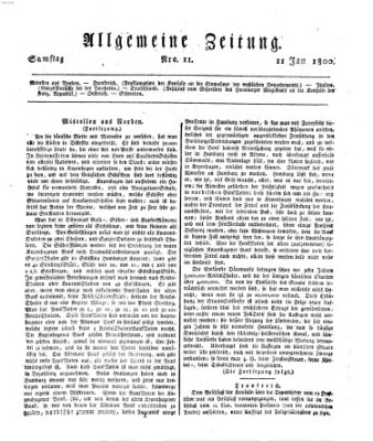 Allgemeine Zeitung Samstag 11. Januar 1800