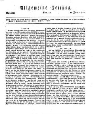 Allgemeine Zeitung Sonntag 12. Januar 1800