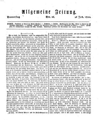 Allgemeine Zeitung Donnerstag 16. Januar 1800