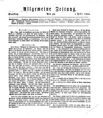 Allgemeine Zeitung Samstag 1. Februar 1800