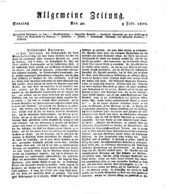 Allgemeine Zeitung Sonntag 9. Februar 1800