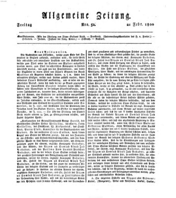 Allgemeine Zeitung Freitag 21. Februar 1800