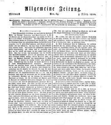 Allgemeine Zeitung Mittwoch 5. März 1800