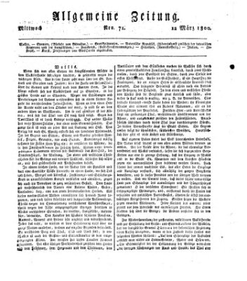 Allgemeine Zeitung Mittwoch 12. März 1800