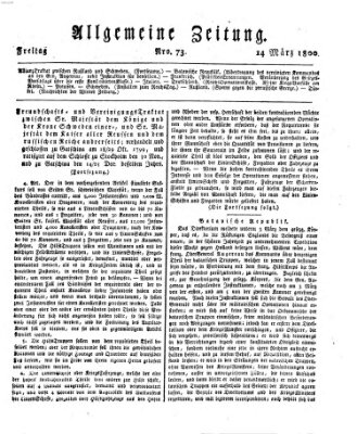 Allgemeine Zeitung Freitag 14. März 1800