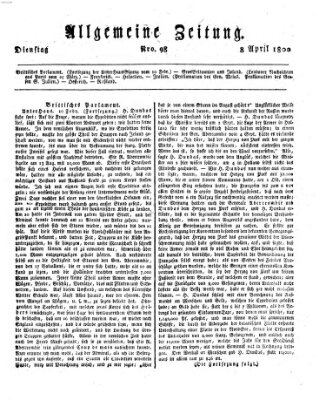 Allgemeine Zeitung Dienstag 8. April 1800