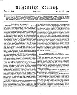 Allgemeine Zeitung Donnerstag 10. April 1800