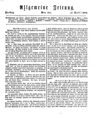 Allgemeine Zeitung Freitag 11. April 1800