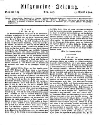 Allgemeine Zeitung Donnerstag 17. April 1800