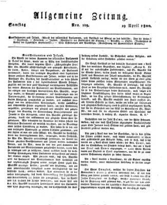 Allgemeine Zeitung Samstag 19. April 1800