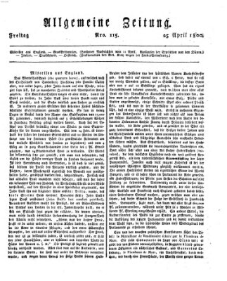 Allgemeine Zeitung Freitag 25. April 1800