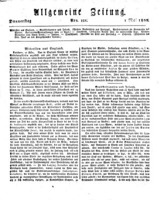 Allgemeine Zeitung Donnerstag 1. Mai 1800