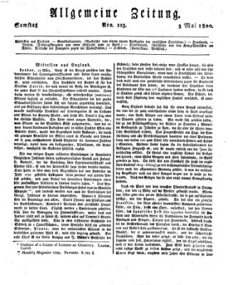 Allgemeine Zeitung Samstag 3. Mai 1800