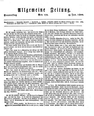 Allgemeine Zeitung Donnerstag 19. Juni 1800