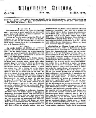 Allgemeine Zeitung Samstag 21. Juni 1800