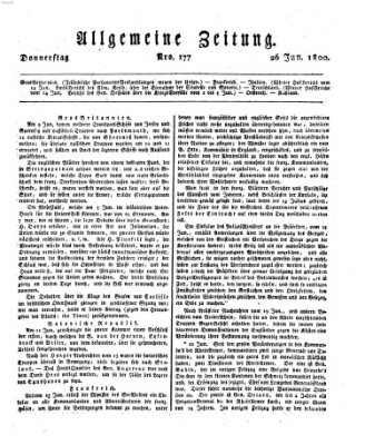 Allgemeine Zeitung Donnerstag 26. Juni 1800