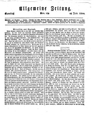 Allgemeine Zeitung Samstag 28. Juni 1800