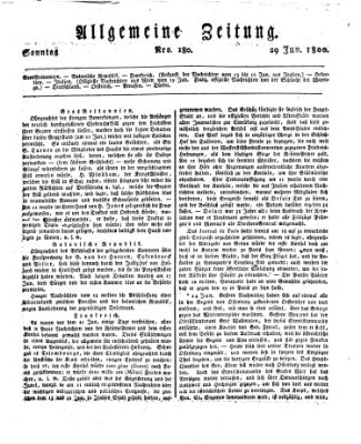 Allgemeine Zeitung Sonntag 29. Juni 1800