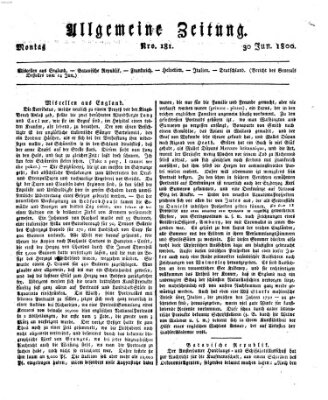 Allgemeine Zeitung Montag 30. Juni 1800