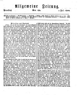 Allgemeine Zeitung Dienstag 1. Juli 1800