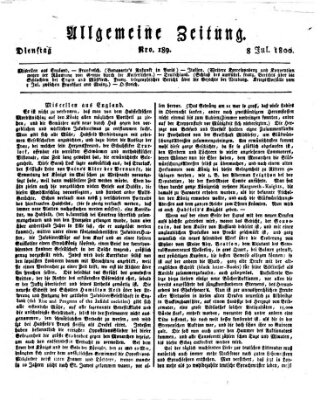 Allgemeine Zeitung Dienstag 8. Juli 1800